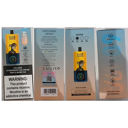 cigarrillo electrónico desechable RENdM TORNADO 60000 PUFFS 2% NICOTINE 12ML x 3 (foto 2)