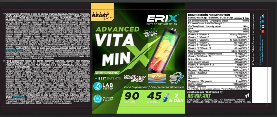 complemento alimenticio Erix Elite Sport Nutrition. (foto 2)