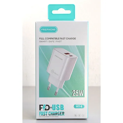 cargador USB PREPHONE PD+USB FAST CHARGER