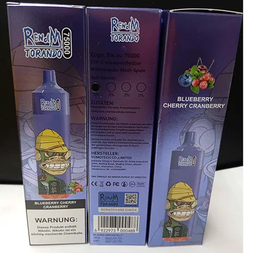cigarrillo electrónico desechable RENdM TORANDO 7500 - BLUEBERRY CHERRY CRANBERRY