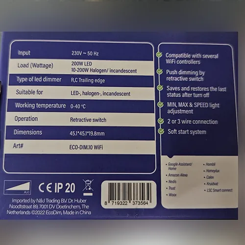interruptor de atenuador de Wi-Fi EcoDim Smart dimmer module