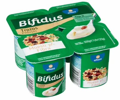 etiqutedado en yogur con muesli Alteza