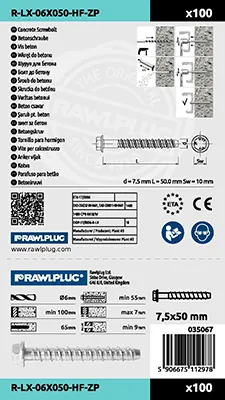 tornillo de hormigón Rawlplug Betonschraube R-LX-06 (foto 3)