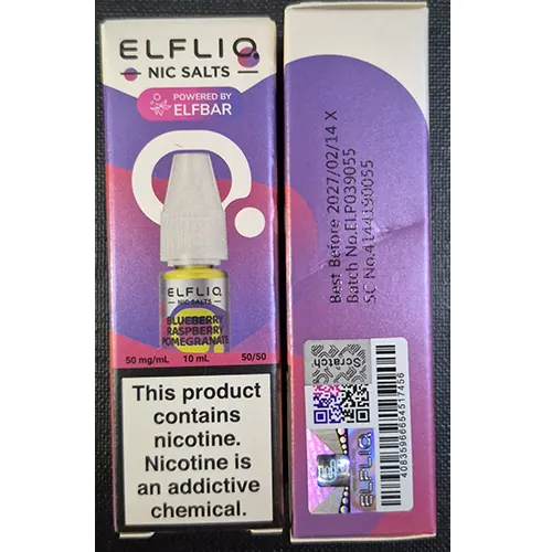 cartucho de cigarrillo electrónico ELFLIQ NIC SALTS, POWERED BY ELFBAR