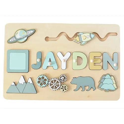 juguete de actividad de madera Puzzle en bois personnalisé avec prénom (foto 3)