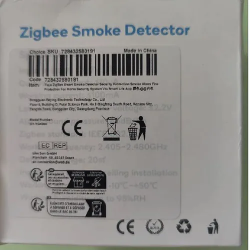 detector de humo ZIGBEE Smoke Detector (foto 2)