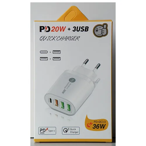 cargador USB PD 20W + 3USB QUICK CHARGER
