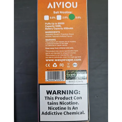 cigarrillo electrónico desechable AIVIOU WASPE 3in1, 5 % NICOTINE, 60000 puffs (foto 3)