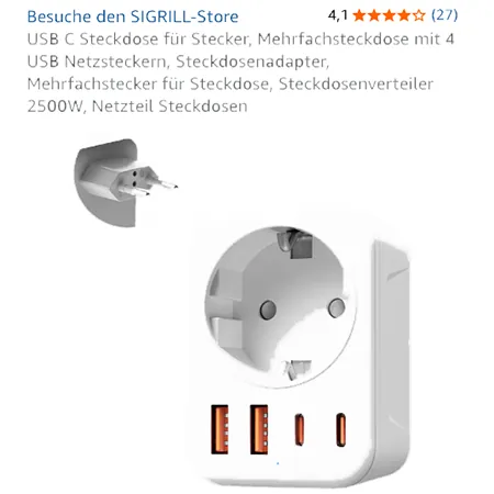 adaptador de alimentación USB Sigrill