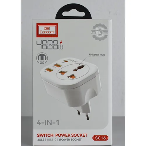 adaptador de corriente Earldom 4 in 1 SWITCH POWER SOCKET
