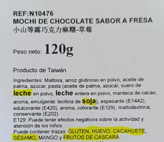 etiquetado en español en mochis de chocolate Hill Mochi (foto 2)