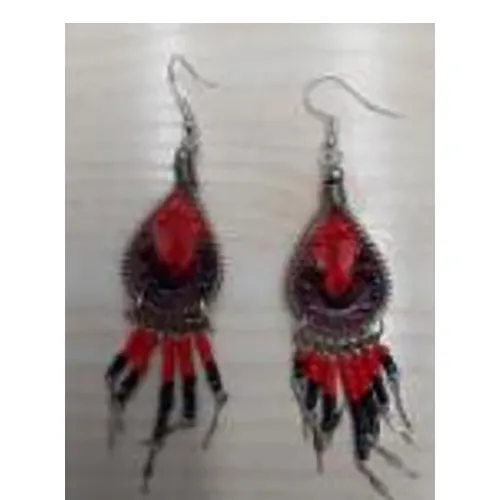 pendientes Siesta Crafts Red Bead Earrings